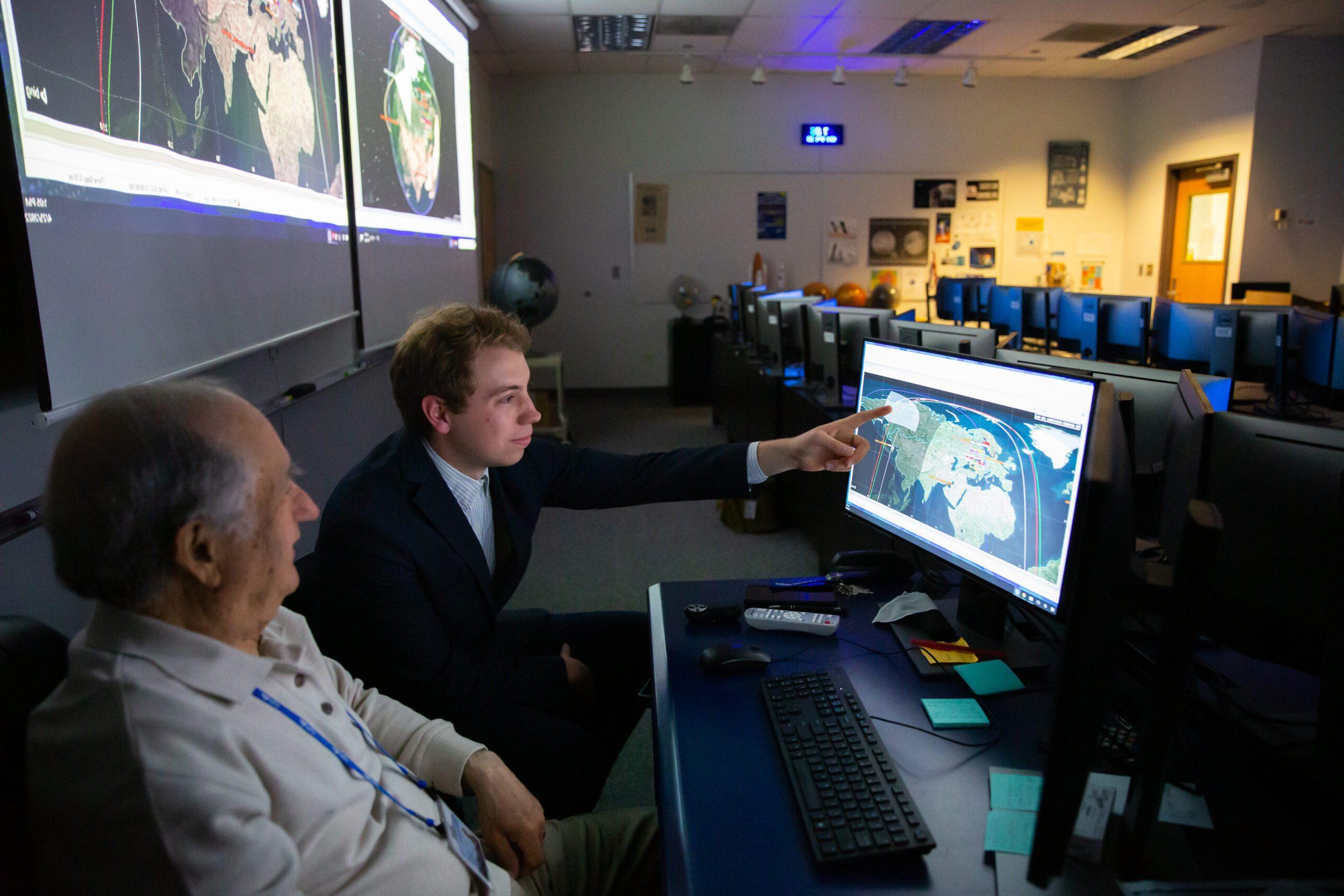 Adrian White, a graduating aviation and aerospace student in the Orbital Mechanics and Aerospace System simulation class, has built out real-life scenarios using open-source satellite data from MAXAR that shows images of the conflict in Ukraine.